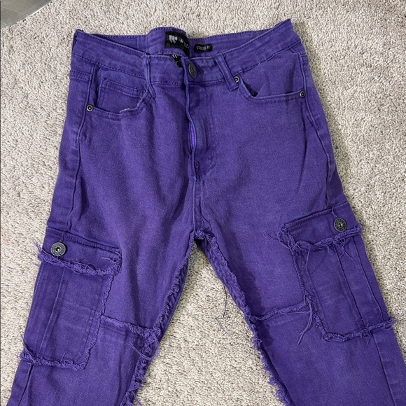 Kids Purple Cargo Jeans - Picture 2 of 4